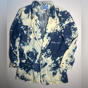 Cricket Blues Vintage Deconstruct Western Blazer Large Bleach Wash Rodeo Denim